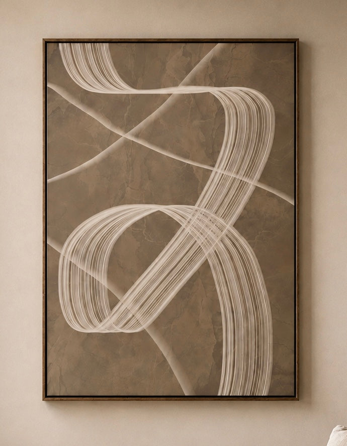 Abstract Neutral Brushstroke Canvas Print — Minimalist Brown Wall Art