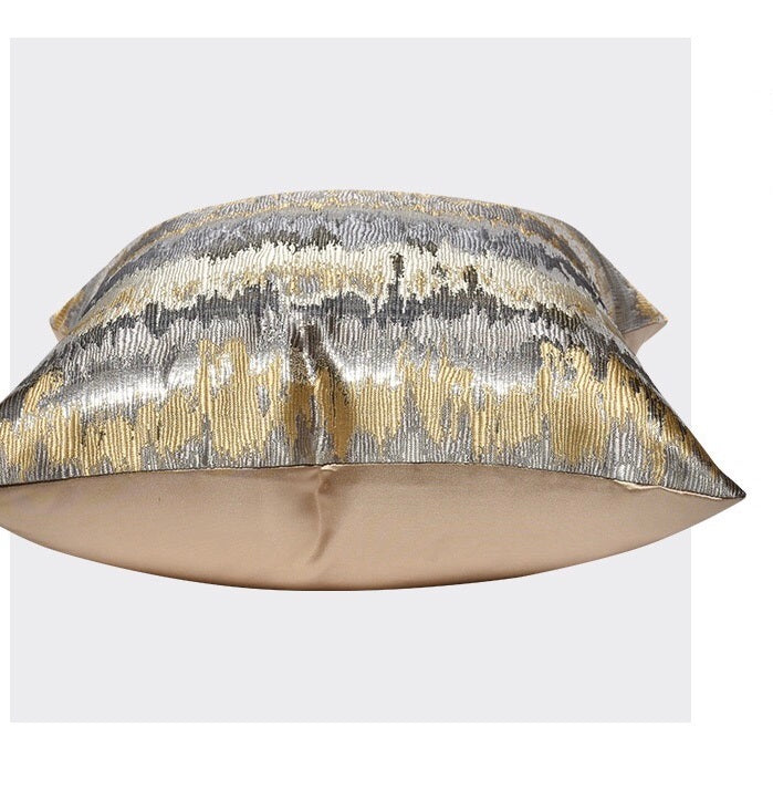 Designer Brown Gold Patterned Cushion Cover (45x45 cm)