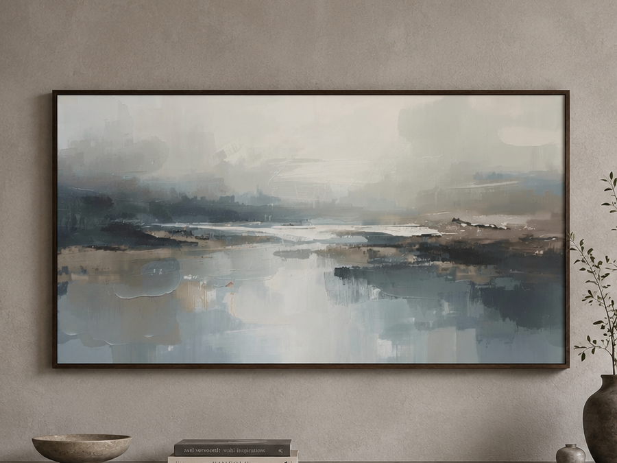 Serene Coastal Abstract Matte Canvas Print — Stretched 1.25"