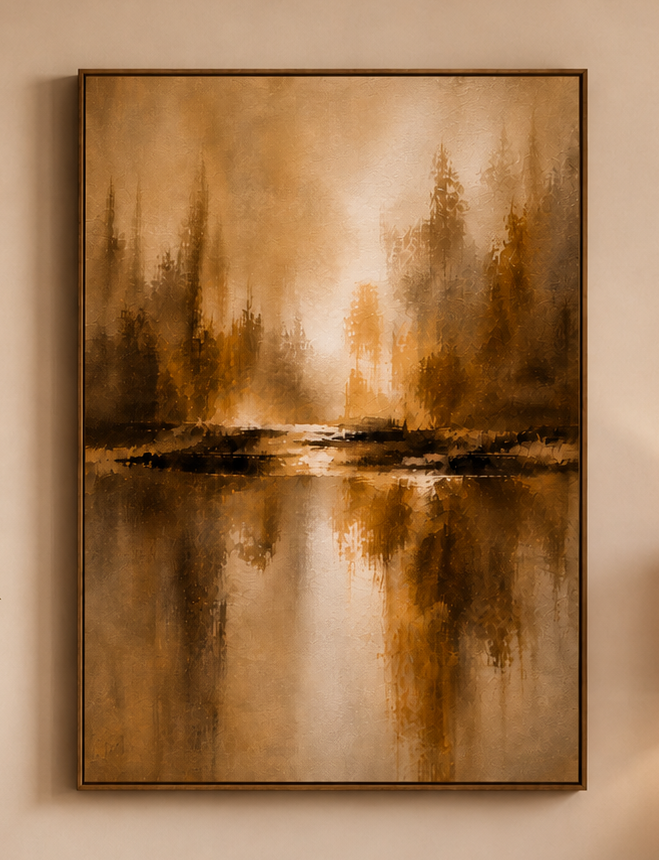 Abstract Earthtone Canvas Wall Art (3)— Warm Brown Stretched Matte Landscape