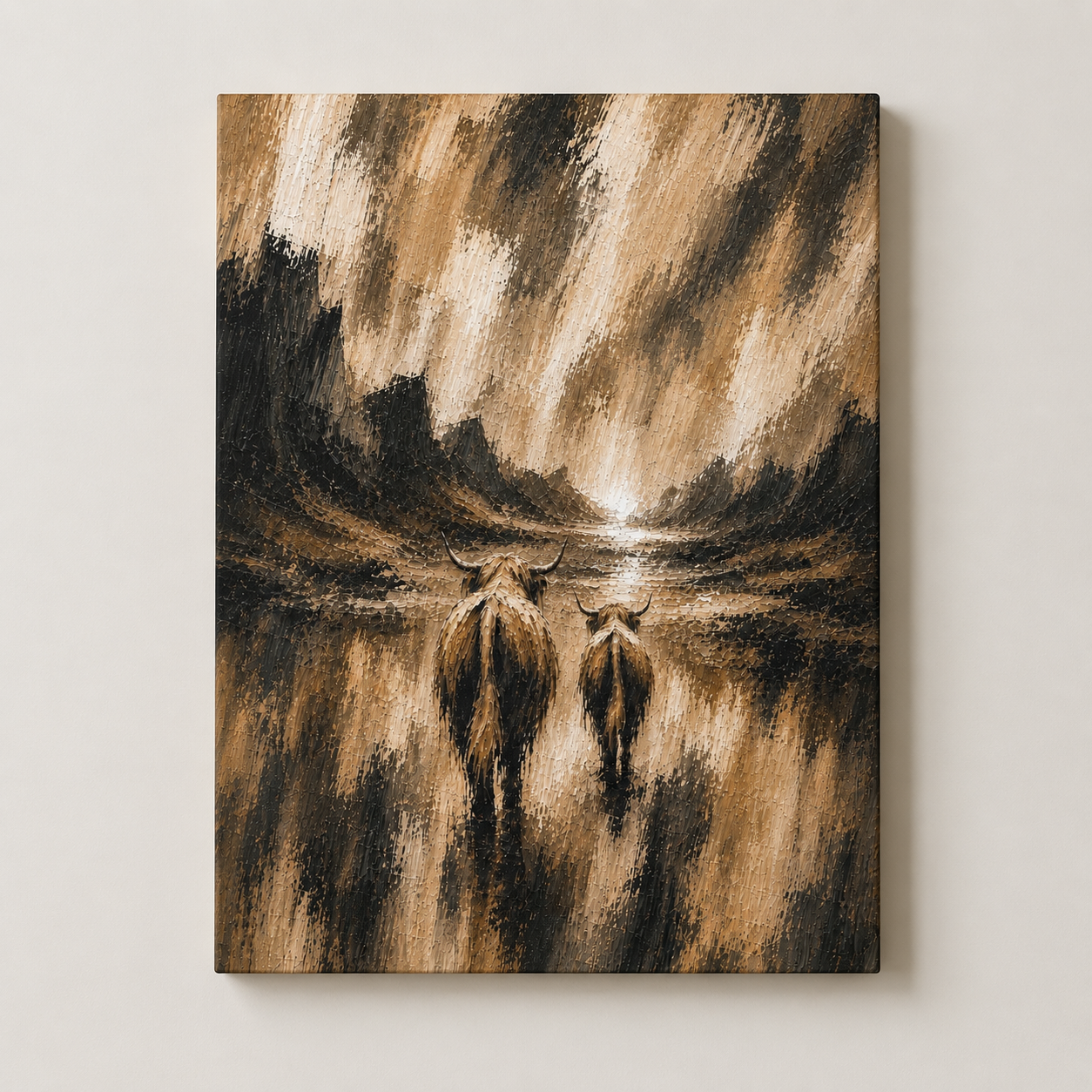 Brown Rustic Cow Pair - Gallery Wrapped Canvas