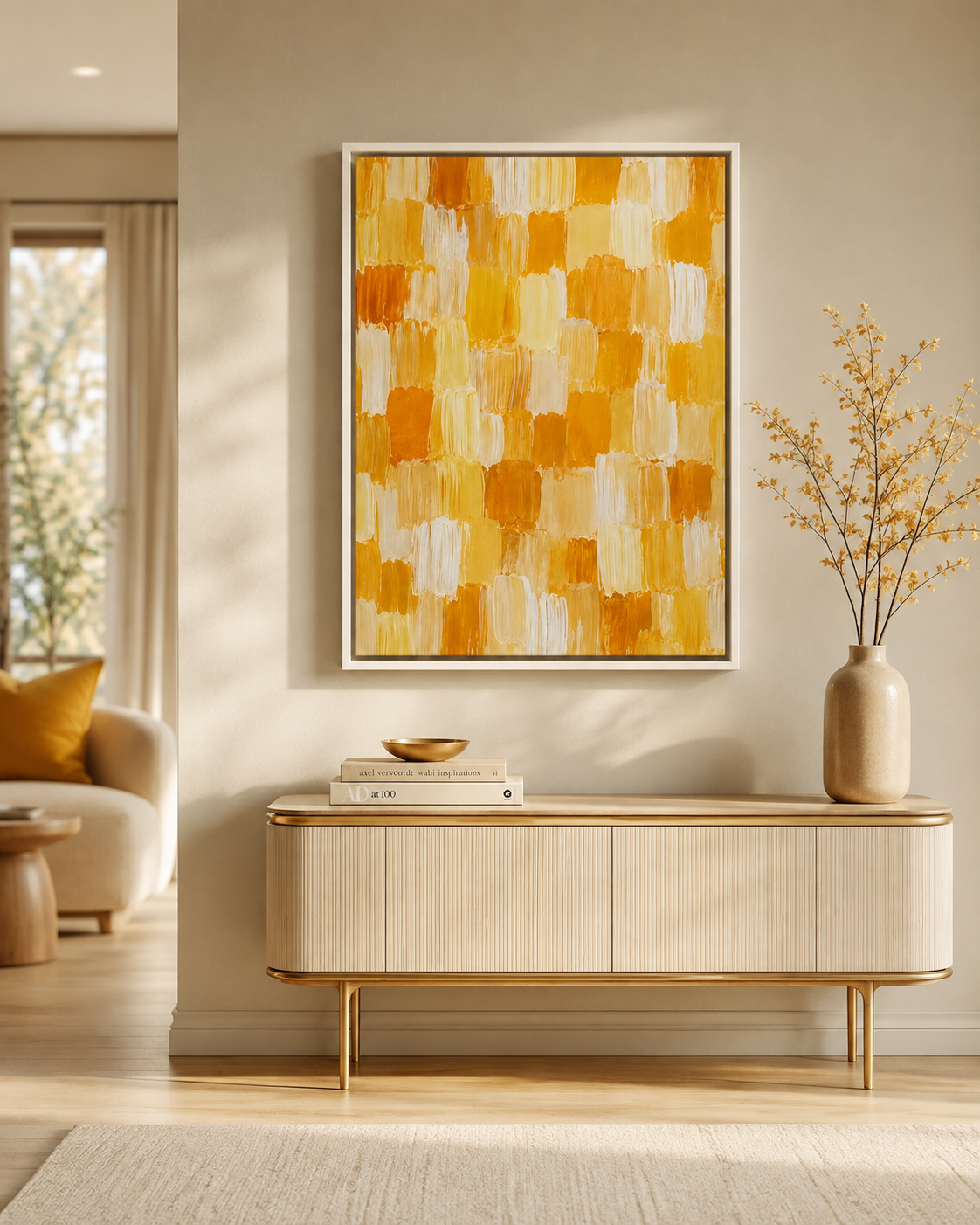 Abstract Sunlit Strokes - Framed Floating Canvas