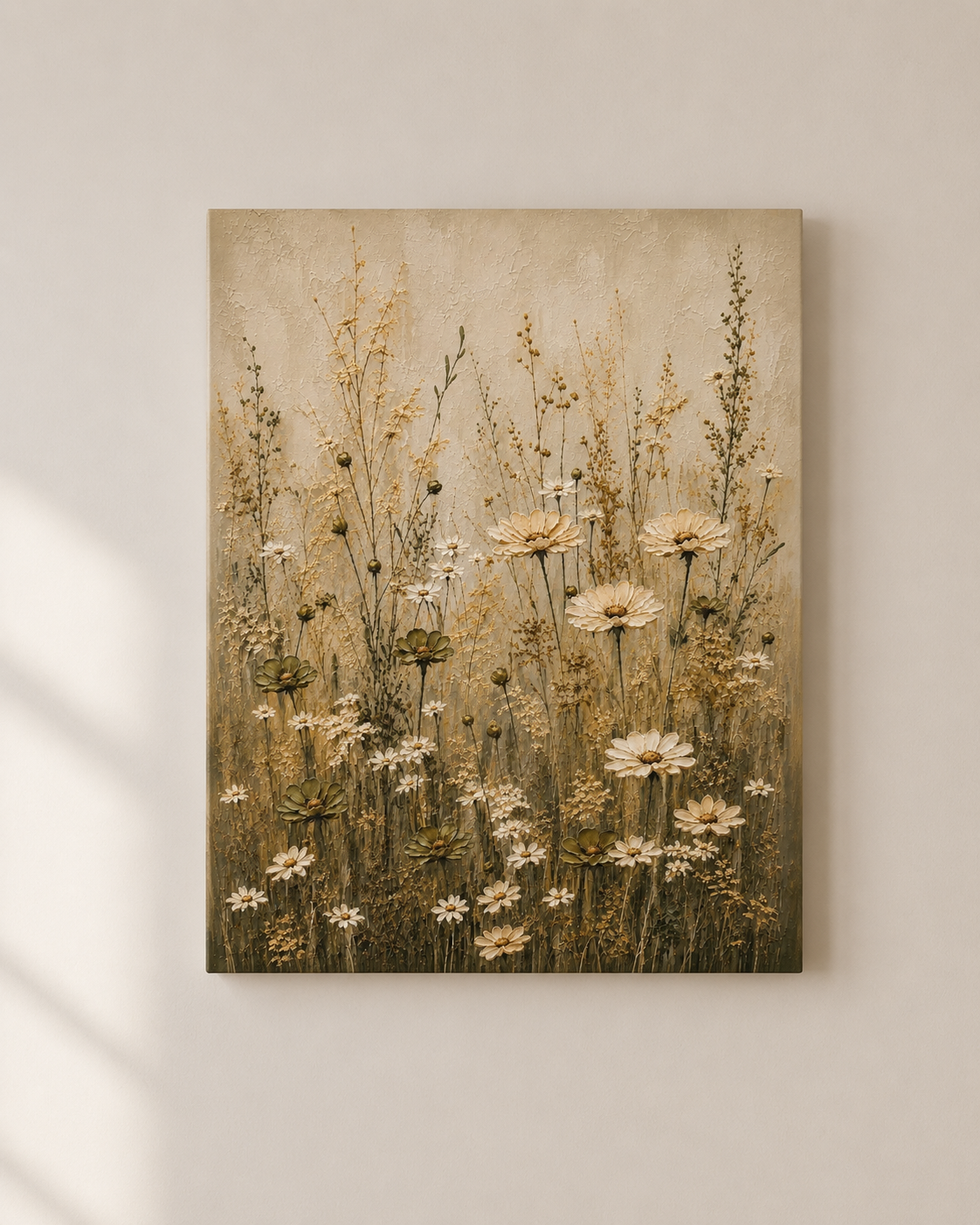 Neutral Wildflower Field - Gallery Wrapped Canvas