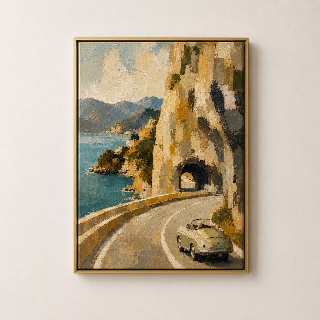 Coastal Sunny Drive - Framed Floating Canvas