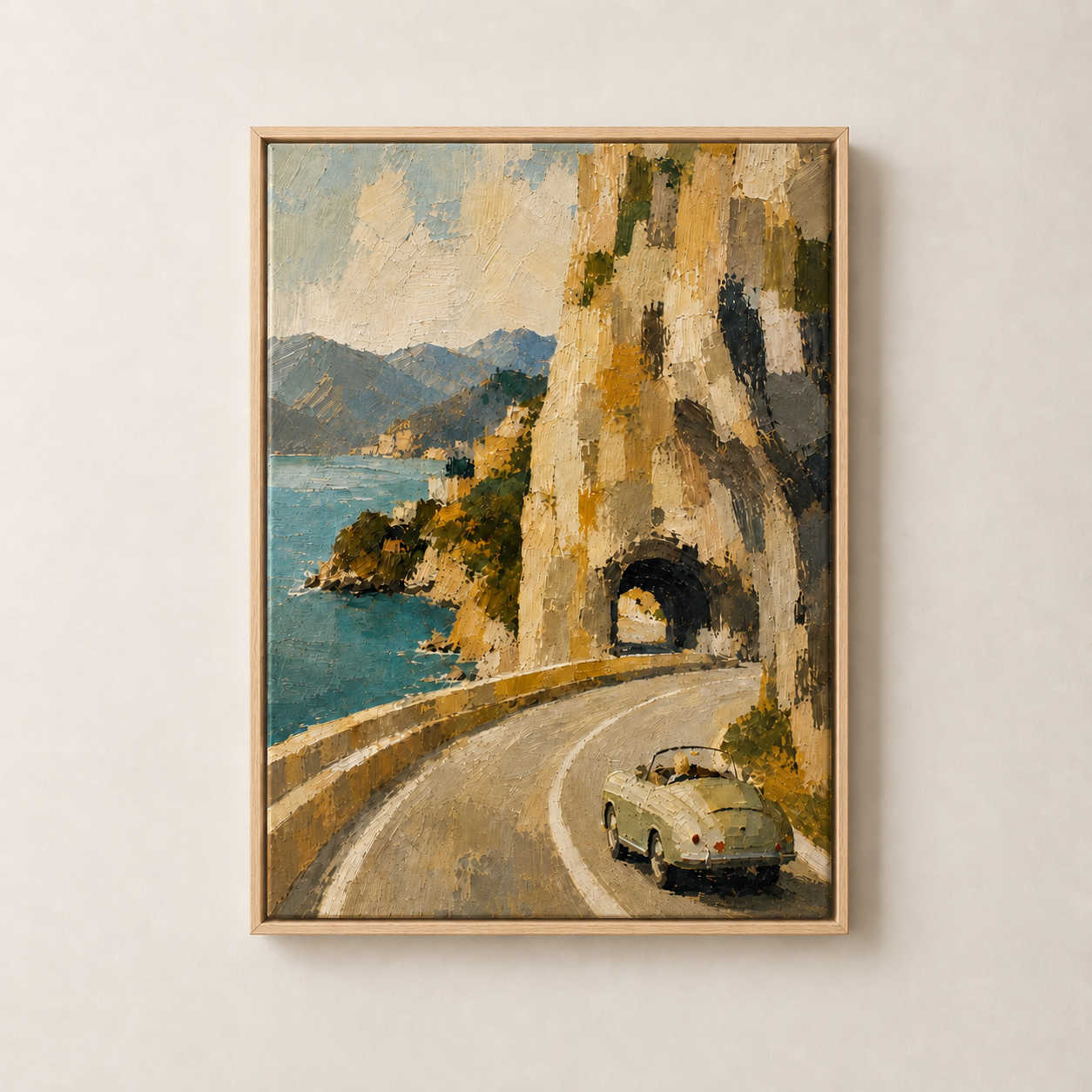Coastal Sunny Drive - Framed Floating Canvas