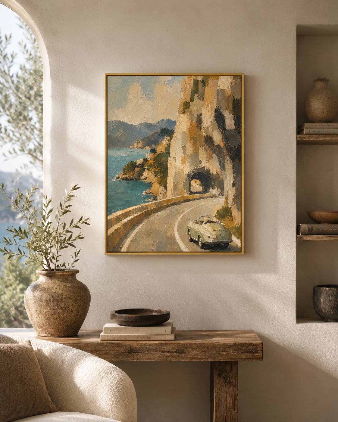 Coastal Sunny Drive - Framed Floating Canvas