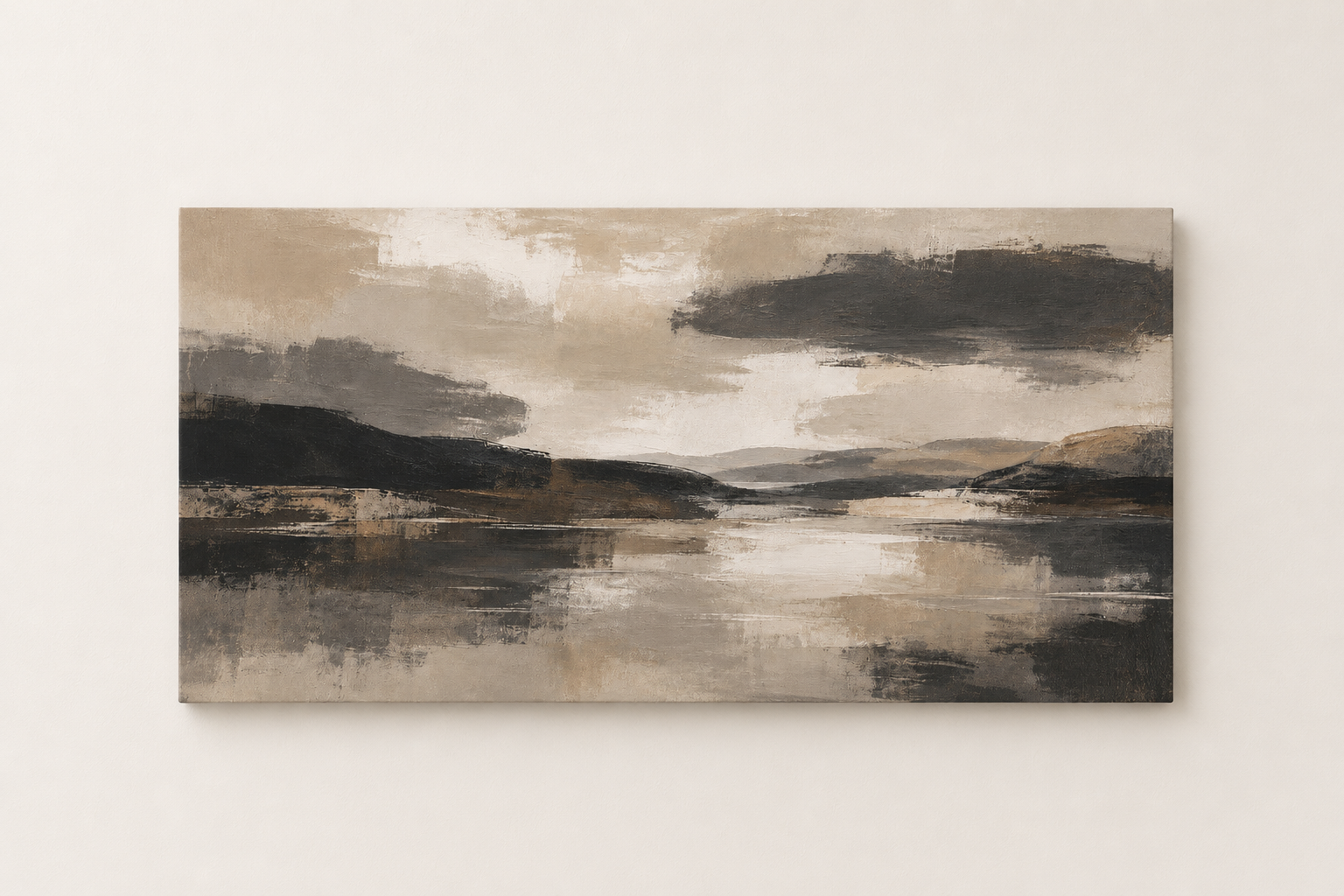 Abstract Neutral Lake - Gallery Wrapped Canvas