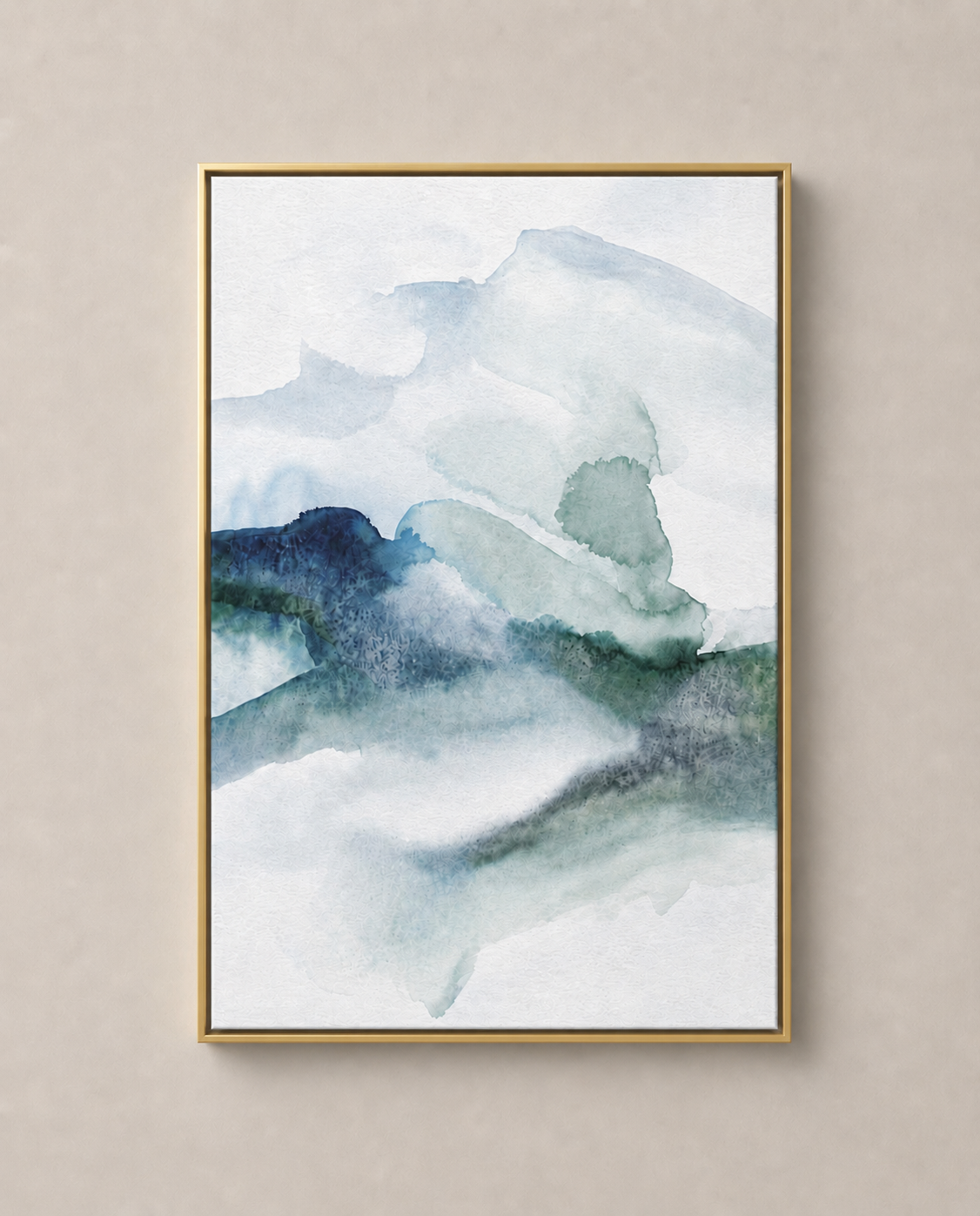 Abstract Blue Watercolor (3) — Framed Floating Canvas