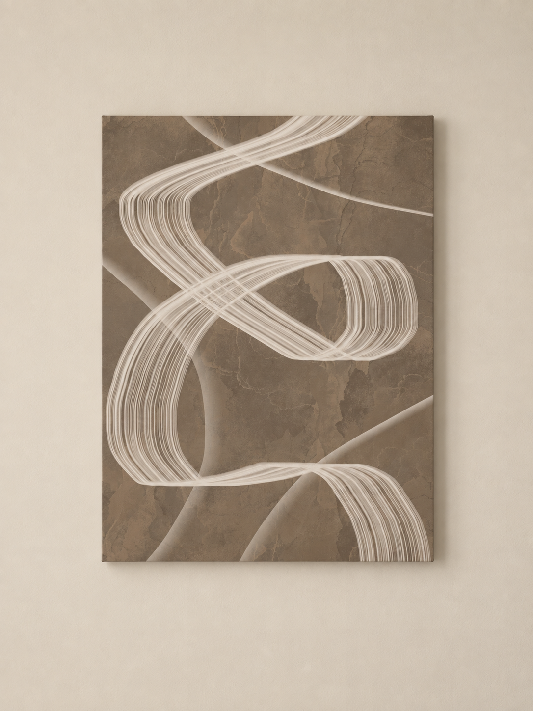 Minimalist Brown Swirls (2) - Gallery Wrapped Canvas