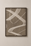 Minimalist Brown Swirl (3) - Framed Floating Canvas
