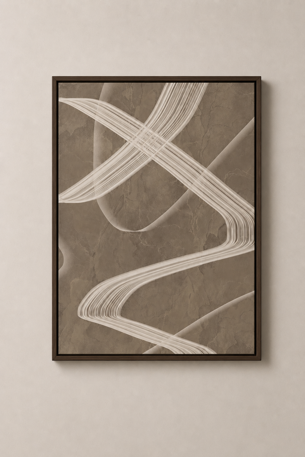 Minimalist Brown Swirl (3) - Framed Floating Canvas