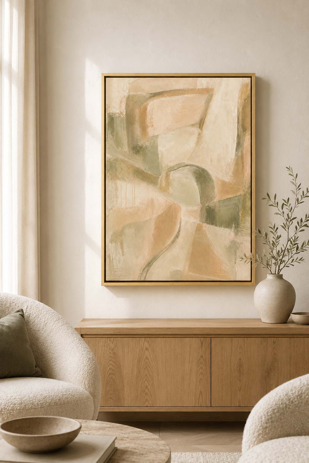 Abstract Botanical Pattern - Framed Floating Canvas