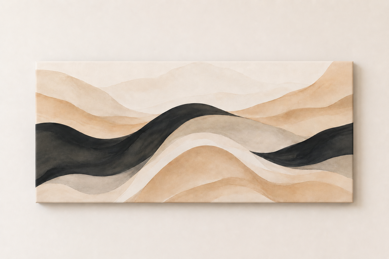 Neutral Abstract Waves - Gallery Wrapped Canvas