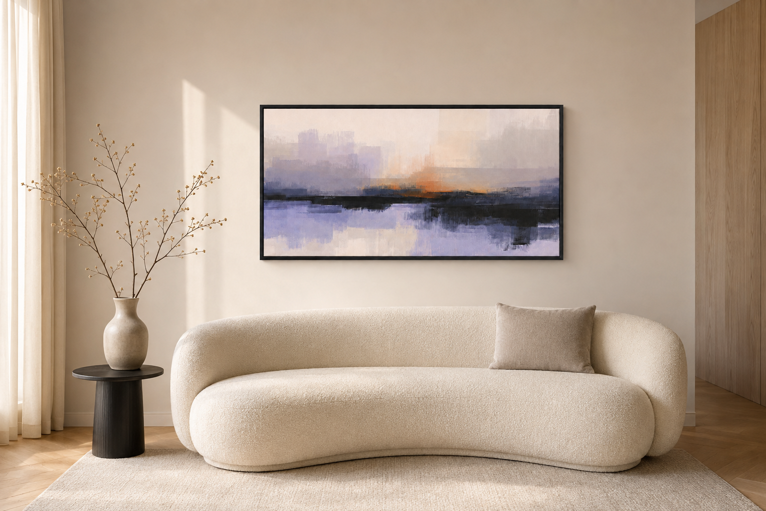Abstract Purple Landscape - Framed Floating Canvas
