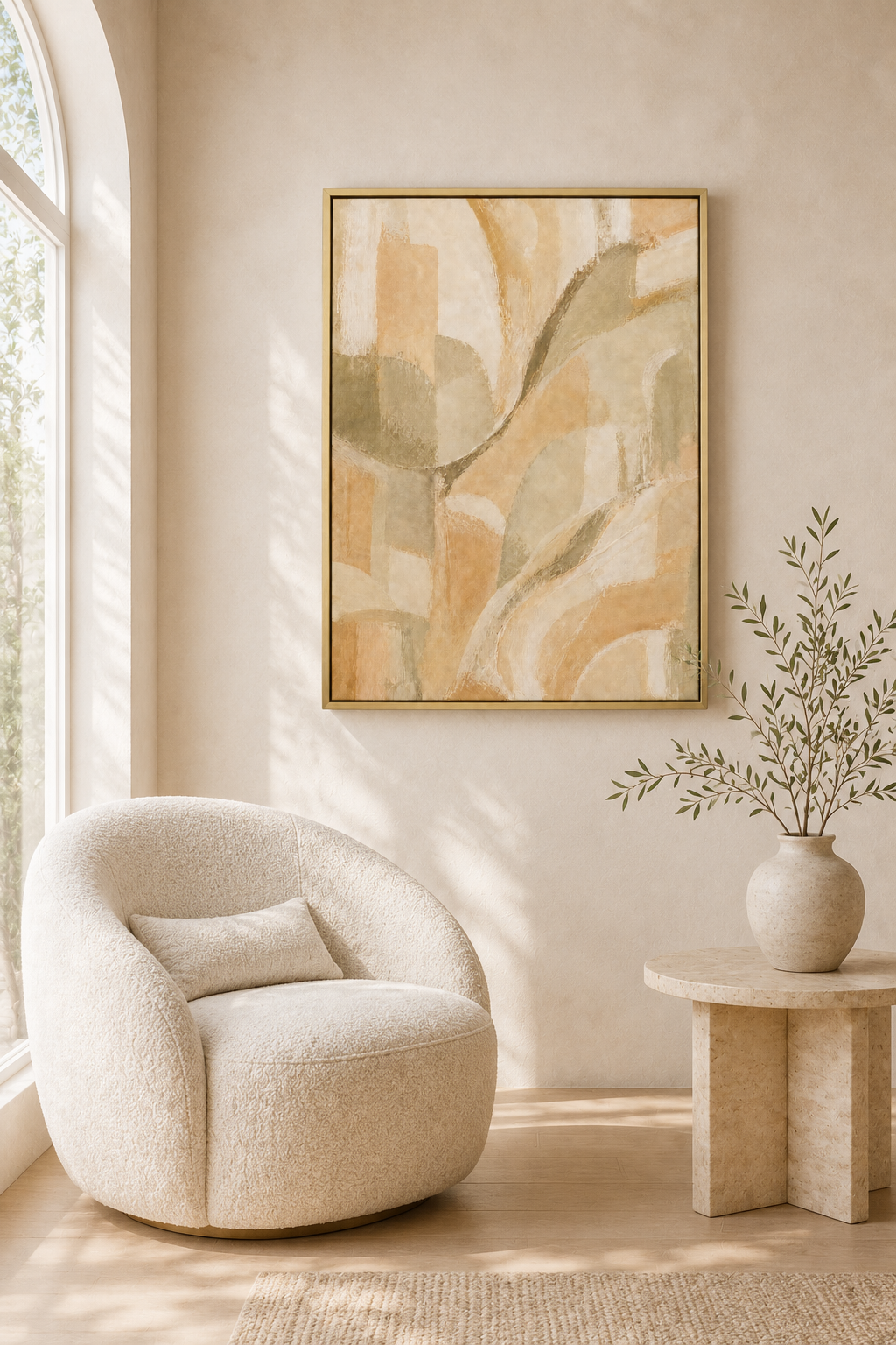 Botanical Geometric Pattern - Framed Floating Canvas