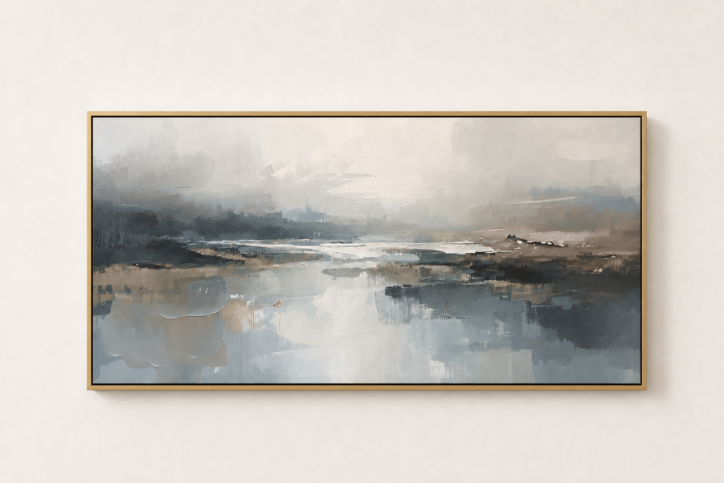 Serene Coastal Landscape - Framed Floating Canvas