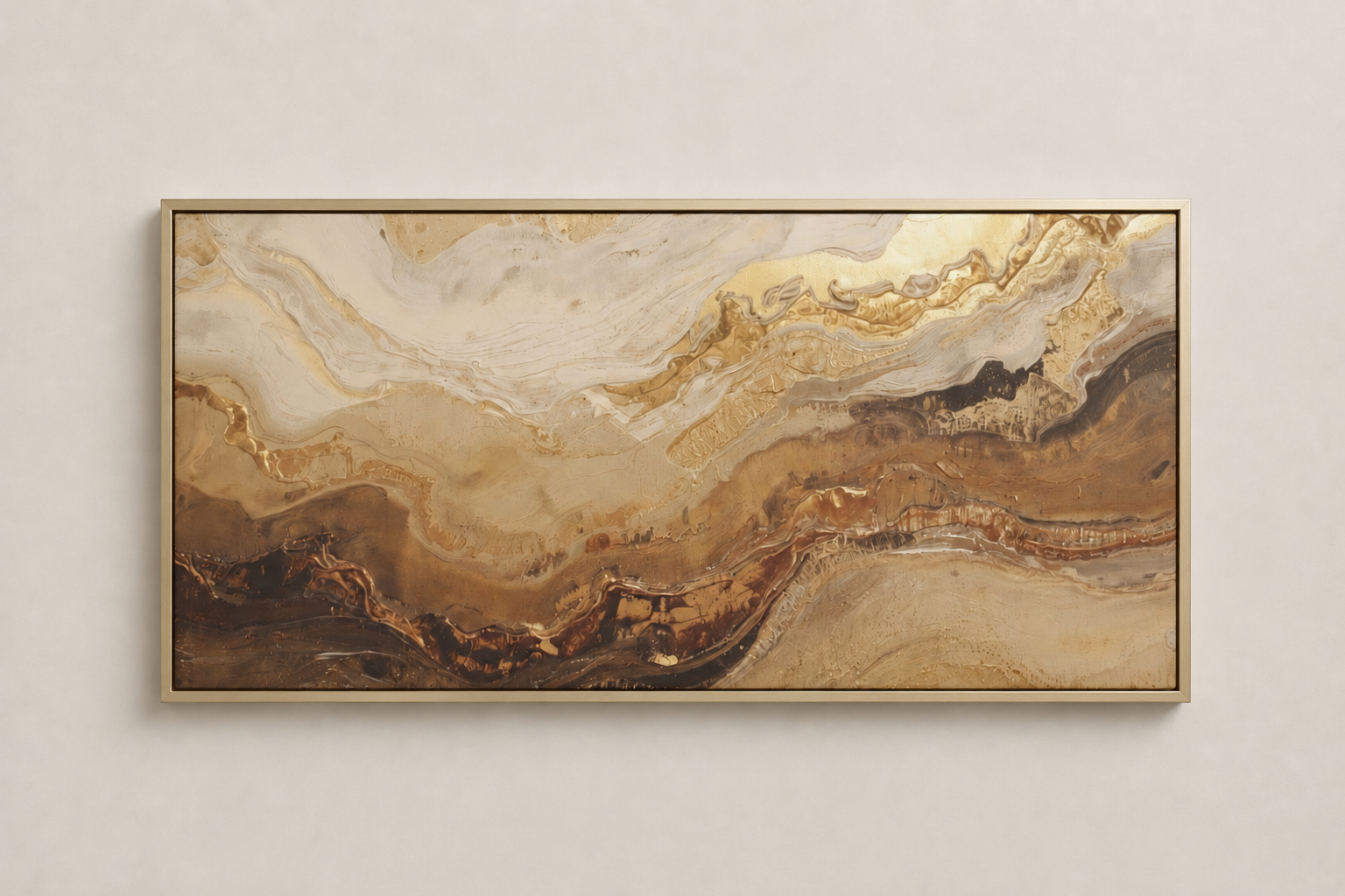 Gold Marble Abstract - Framed Floating Canvas