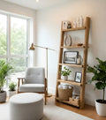 Ladder Solid Wood Bookshelf – Natural Finish