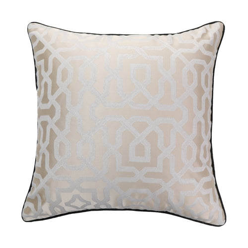 Designer Cream Geometric Cushion Cover (45x45 cm)