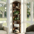 Valora Solid Wood Corner Bookshelf In Walnut Colour – Open Bookcase