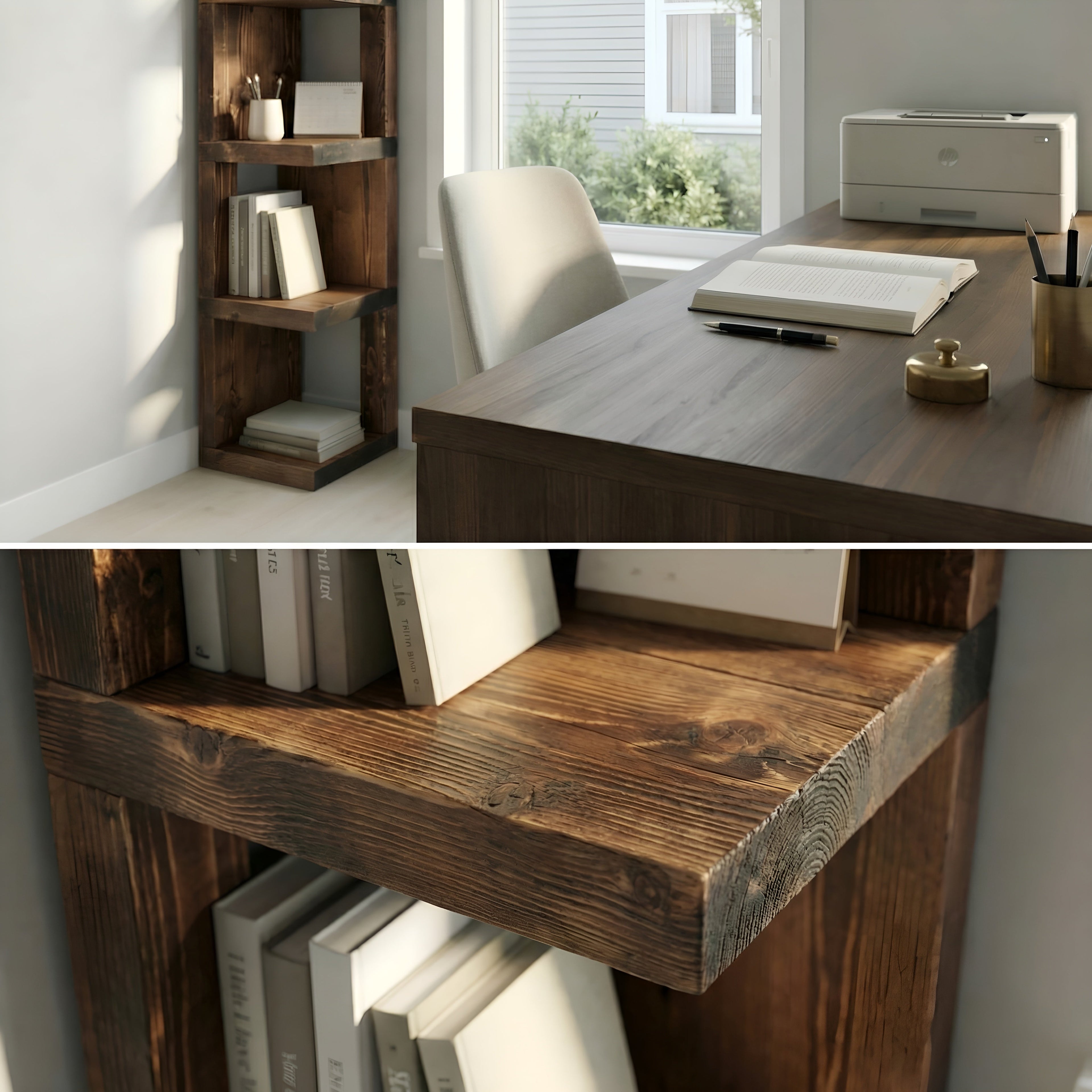 Valora Solid Wood Corner Bookshelf In Walnut Colour – Open Bookcase