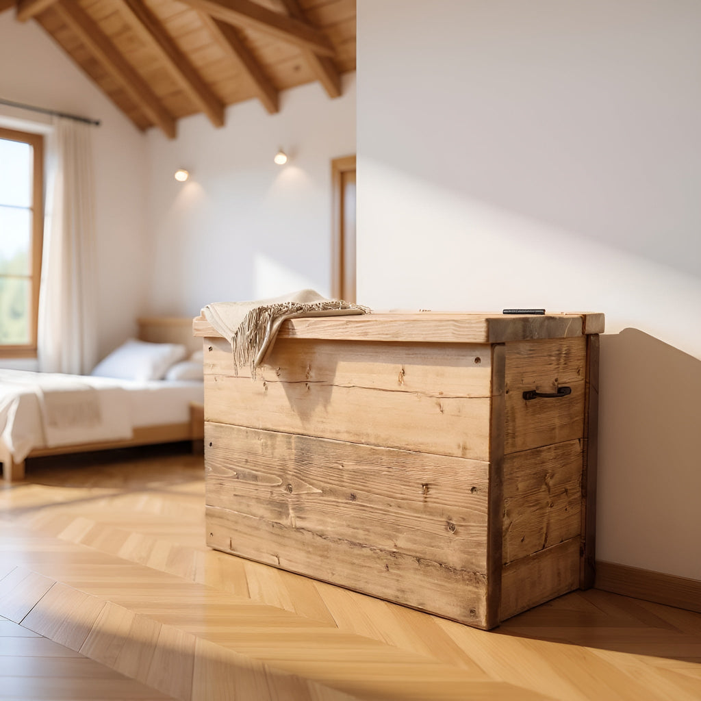 Rustic Wooden Chest Storage Box With Lid