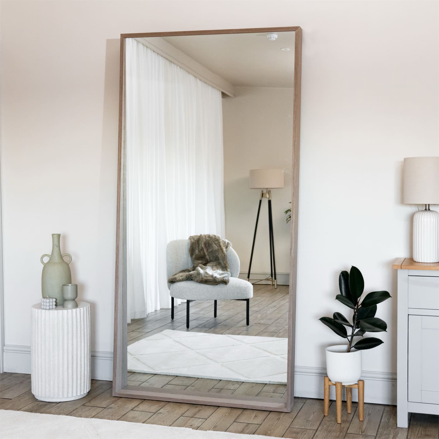 Hanaka - Full Length Walnut Wood Rectangle Mirror - 200cm x 100cm