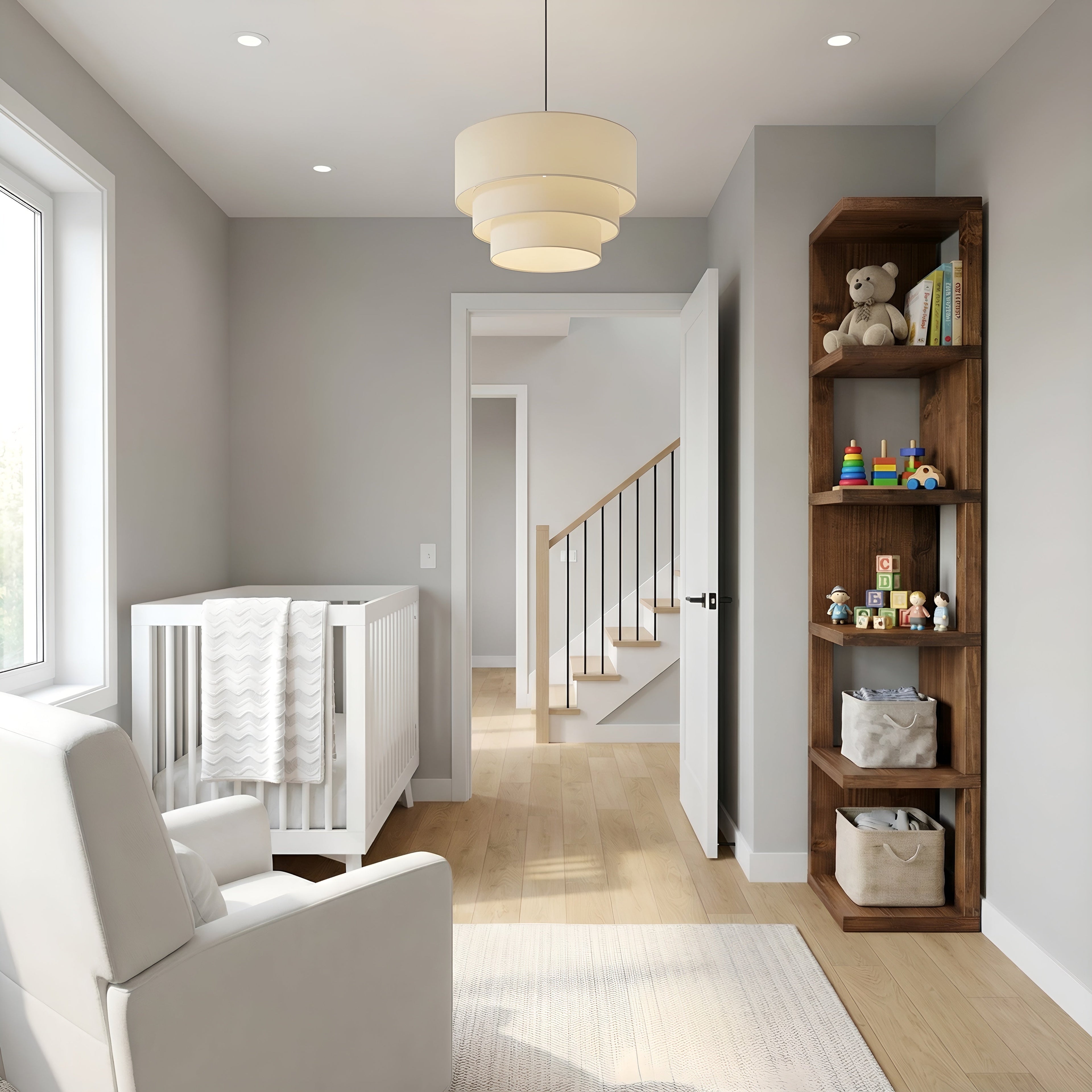 Valora Solid Wood Corner Bookshelf In Walnut Colour – Open Bookcase